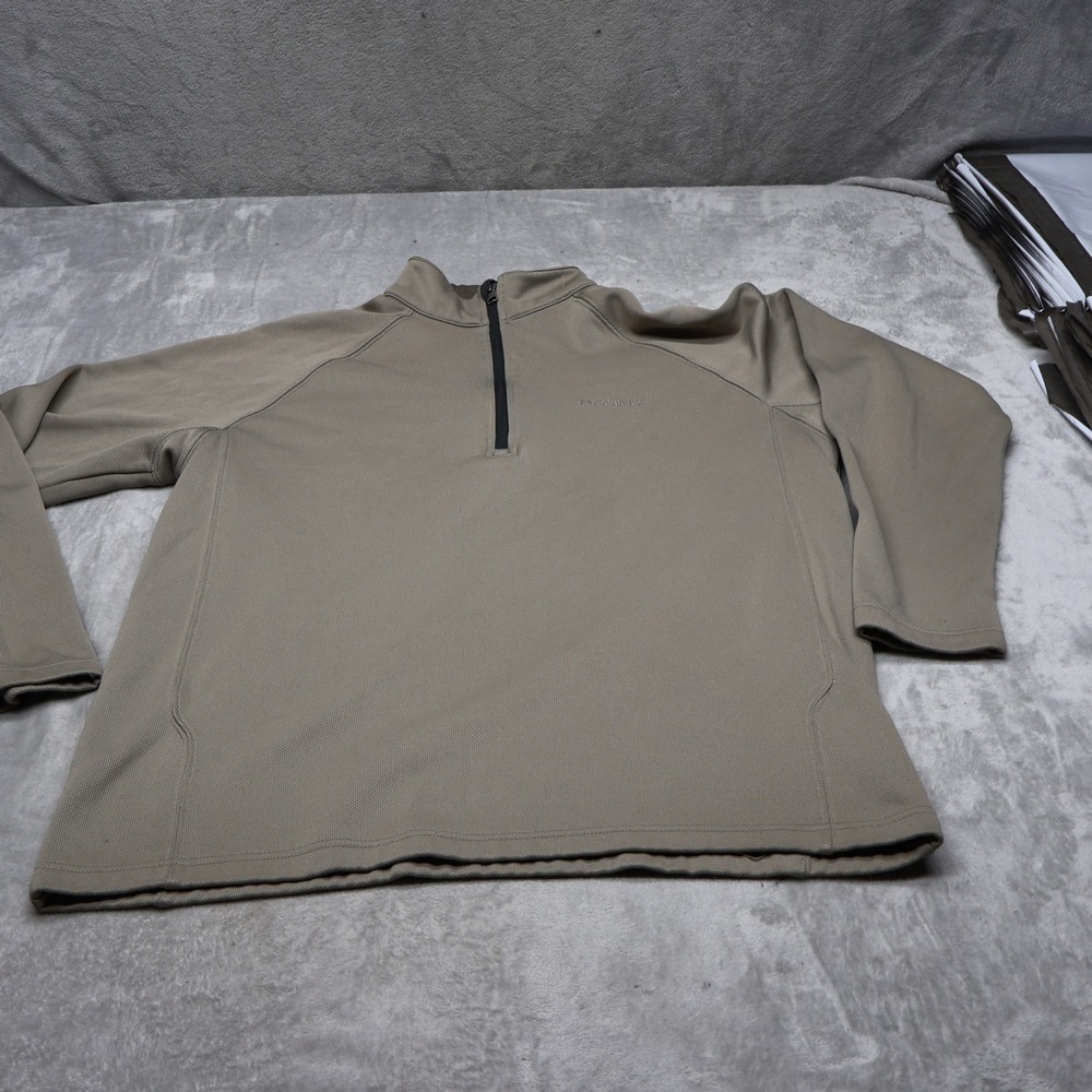 Columbia Sweatshirt Mens XL Brown Fleece Knit 1/4 Zip Pullover Outdoor Hiking